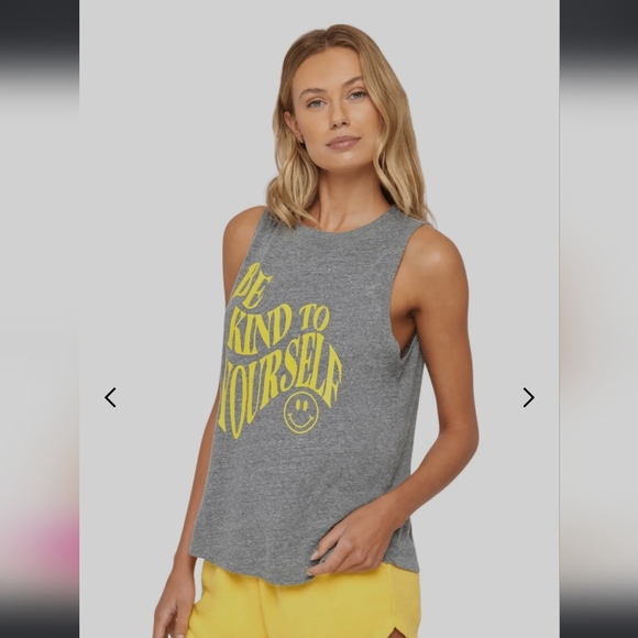 Spiritual Gangster Grey And Yellow Tank - Medium - Be Kind To Yourself - Picture 2 of 8